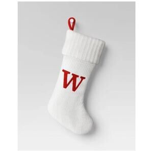 Knit Monogram Christmas Stocking White W - Wondershop